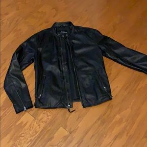 Lucky Brand Mens NWOT black leather coat